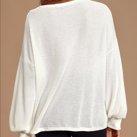 Lulus Tops | Lulus Personal Record White Knit Balloon Sleeve Sweater Top - Picture 5 of 7